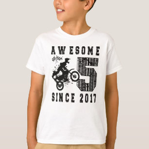 T-shirt 5e anniversaire Gift Dirt Bike Boy Né en 2017