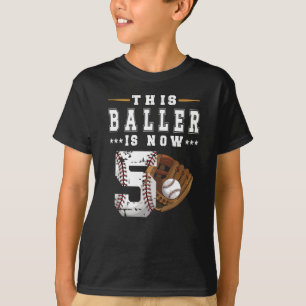 T-shirt 5e anniversaire Gift Joueur de baseball 5 année G