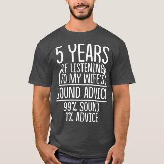 T-shirt 5e anniversaire Mariage de 5 ans Cadeau Écouter fe