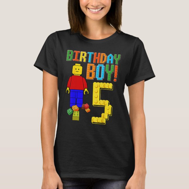 T-shirt 5e anniversaire mignonne 5 ans Bâtiment Boys (Devant)