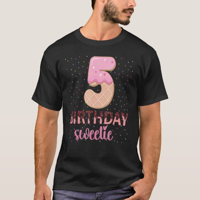 T-shirt 5e anniversaire Sweetie Ice Cream Girl 5 ans B- (Devant)