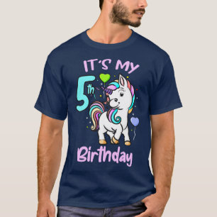 T-shirt 5e Anniversaire Unicorn Cadeaux Enfants Pour Fille