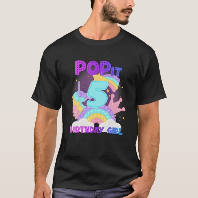 T-shirt 5E Anniversaire Unicorn Fidget Pop It Anniversaire (Devant)