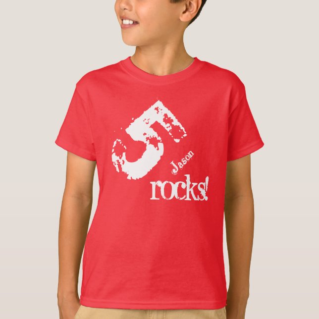 T-shirt 5e cadeau d'anniversaire pour 5 ans Nom personnali (Devant)