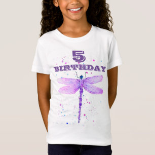 T-Shirt 5e fête d'anniversaire Purple dragonfly girly mign