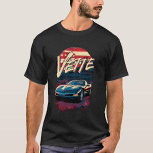 T-shirt 5e Gen Vette Voiture Drapeau américain patriotique