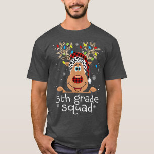T-shirt 5e Grade Squad Plaid Reindeer Santa Hat Teacher C