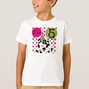 T-shirt 5ème anniversaire de vache rose