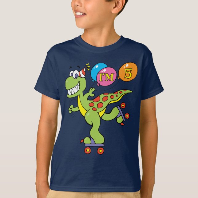 T-shirt 5ème Dinosaure d'anniversaire (Devant)