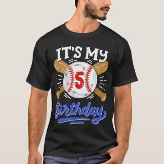 T-shirt 5th Baseball Birthday Party Boys Sport Fan 5 Years