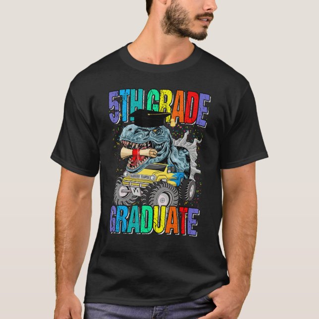 T-shirt 5th Grade Graduate Monster Truck Dinosaur Graduati (Devant)