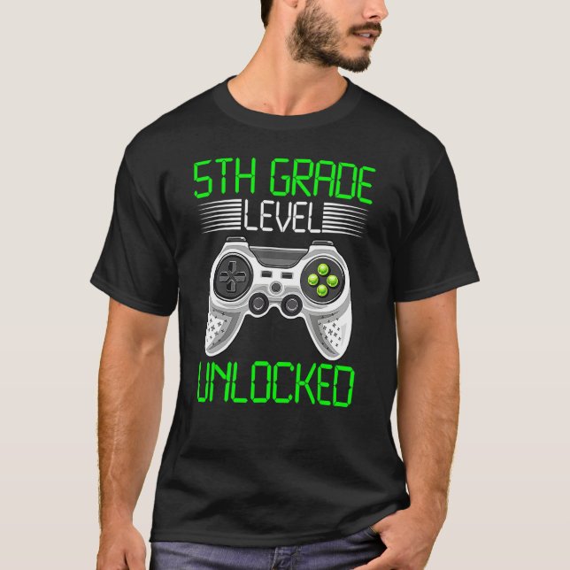 T-shirt 5th Grade Level Unlocked Video Game Back To School (Devant)