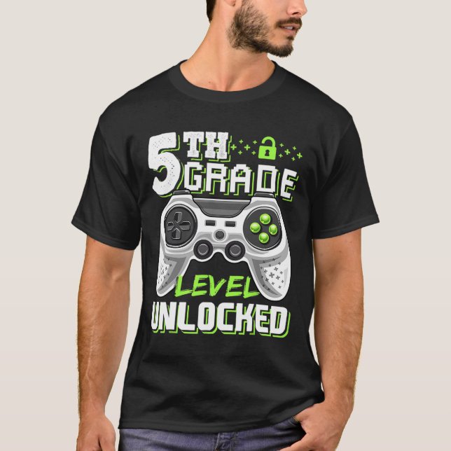 T-shirt 5th Grade Level Unlocked Video Game Back To School (Devant)