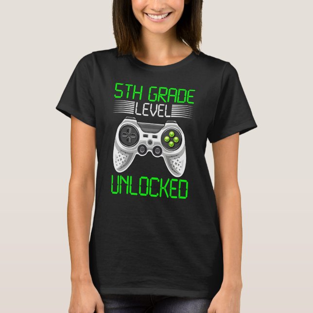 T-shirt 5th Grade Level Unlocked Video Game Back To School (Devant)