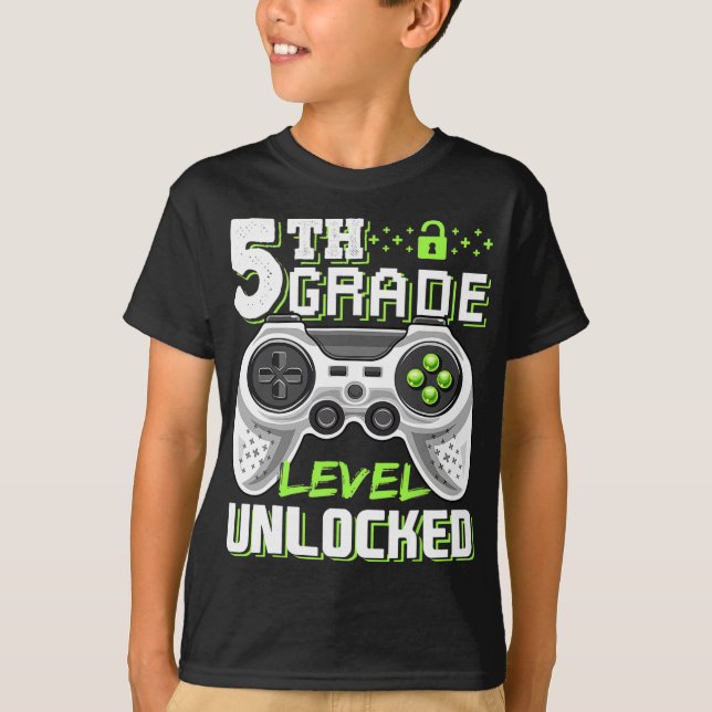 T-shirt 5th Grade Level Unlocked Video Game Back To School (Devant)