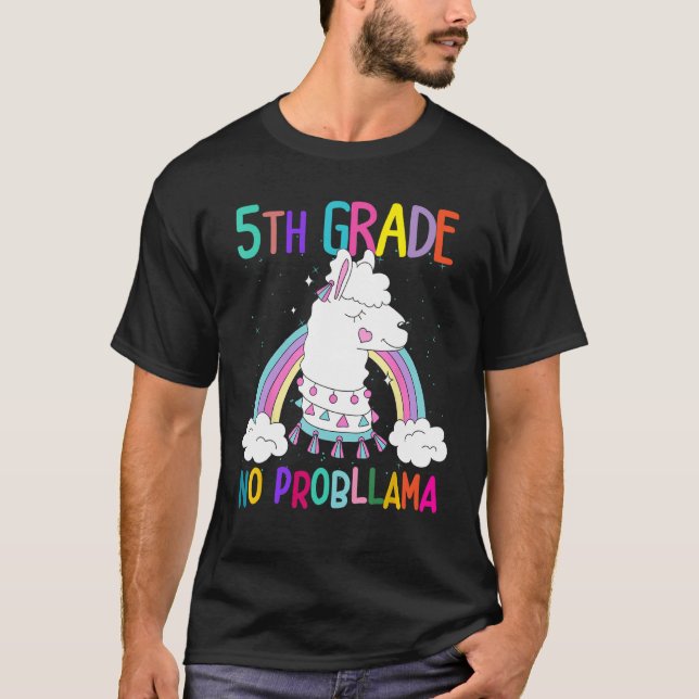 T-shirt 5th Grade No Prob Llama First Day Of School Teache (Devant)