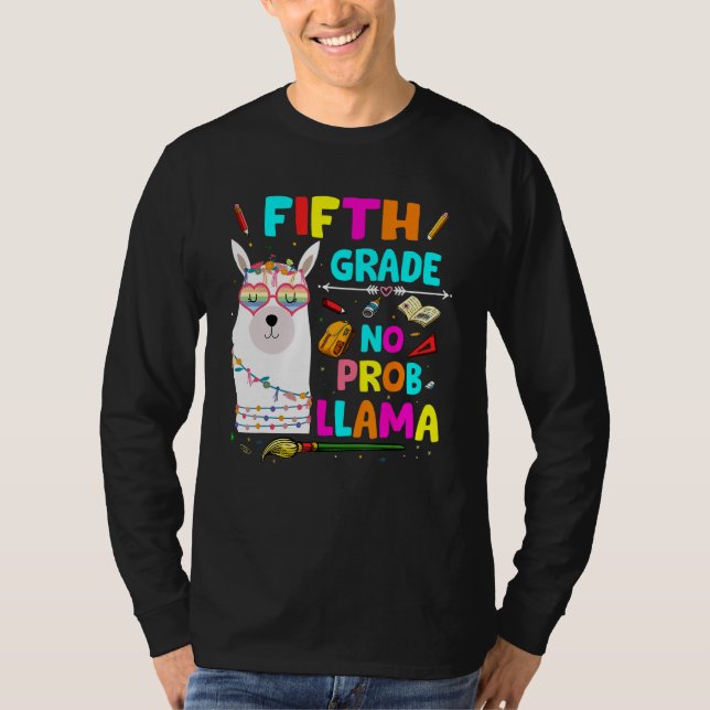 T-shirt 5th Grade No Prob Llama Teacher Student First Day  (Devant)