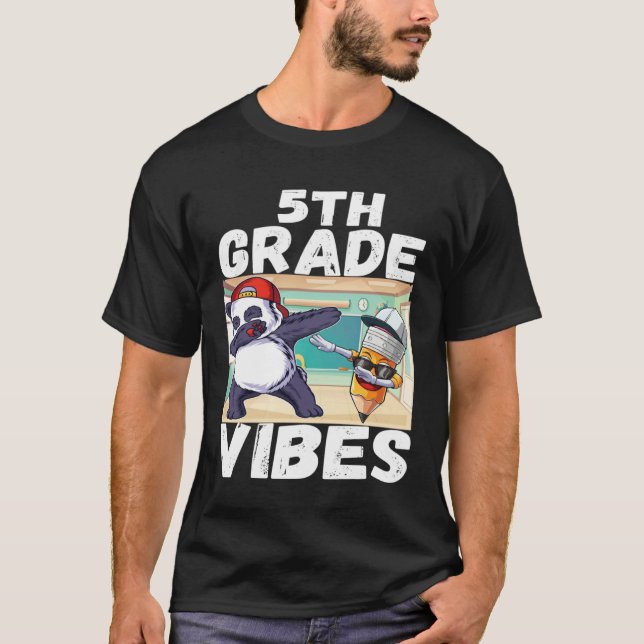 T-shirt 5th Grade Vibes Dabbing Panda Back to School Kids  (Devant)