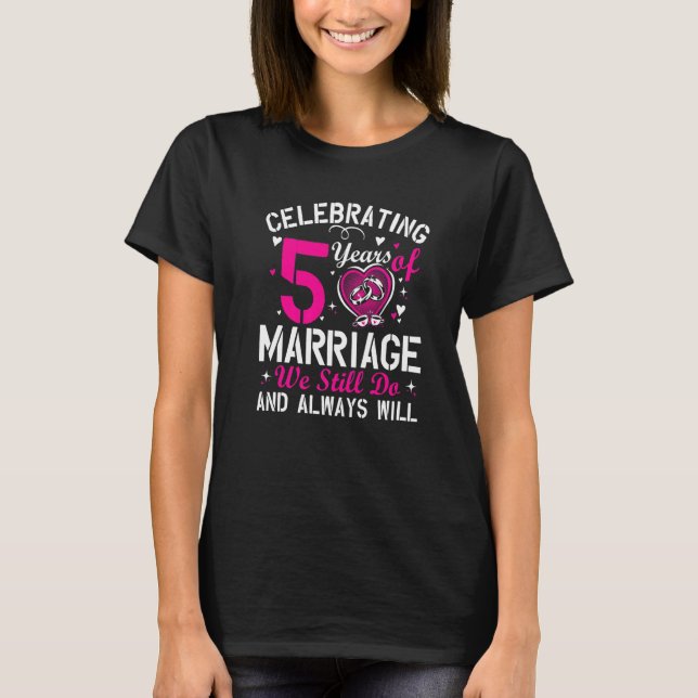 T-shirt 5th Wedding Anniversary Matching Couple Men Women  (Devant)