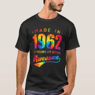 T-shirt 60 Ans 60E Anniversaire Tie Dye Fabriqué 1962 Hom