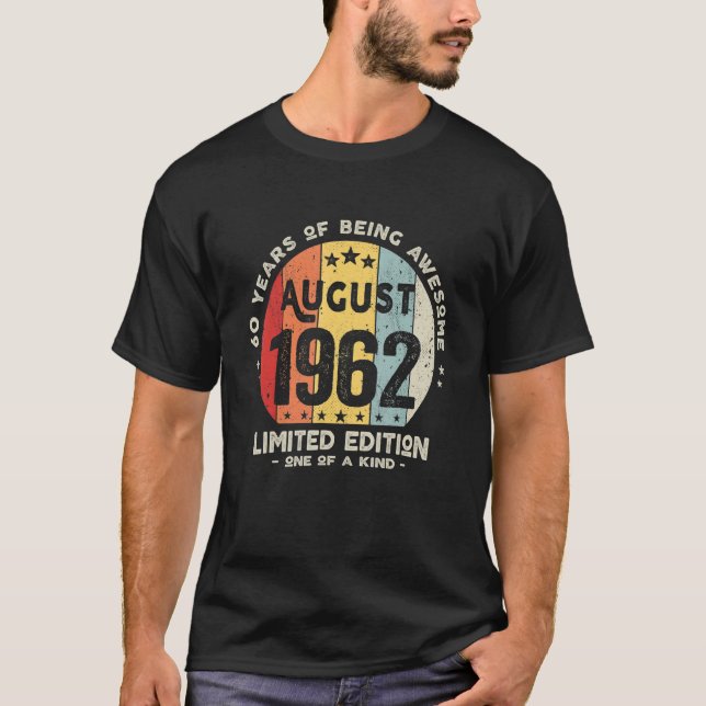 T-shirt 60 Ans Août 1962 60e Anniversaire (Devant)