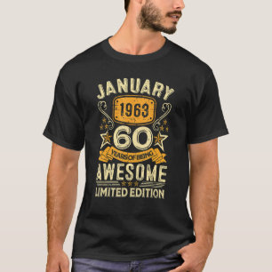 T-shirt 60 ans Awesome depuis Janvier 1963 60e anniversair