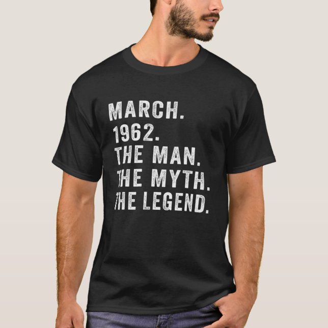 T-shirt 60 Ans Cadeaux Anniversaire L'Homme Mythe Légende  (Devant)