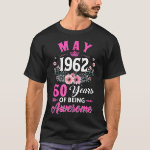 T-shirt 60 Ans Fabriqué En Mai 1962 60E Anniversaire Femme