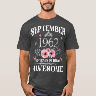 T-shirt 60 Ans Fait En Septembre 1962 60e Anniversaire G