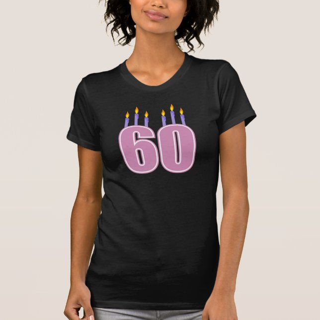 T-shirt 60 bougies d'anniversaire (rose/pourpre) (Devant)