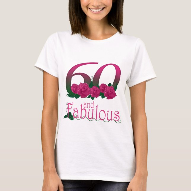 T-shirt 60 et soixantième rose fabuleux de diva (Devant)