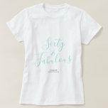 T-shirt 60 Fabuleux Blue Custom Name 60th Birthday Gift<br><div class="desc">Célébrez 60 ans de style avec ce tee-shirt 60ème anniversaire moderne de nom personnalisé avec le texte 60 et sassy en élégante calligraphie manuscrite bleu turquoise. Ajoutez simplement votre nom à ce t-shirt de célébration du 60e anniversaire. Un cadeau d'anniversaire parfait pour un enfant de 60 ans moderne, élégant et...</div>