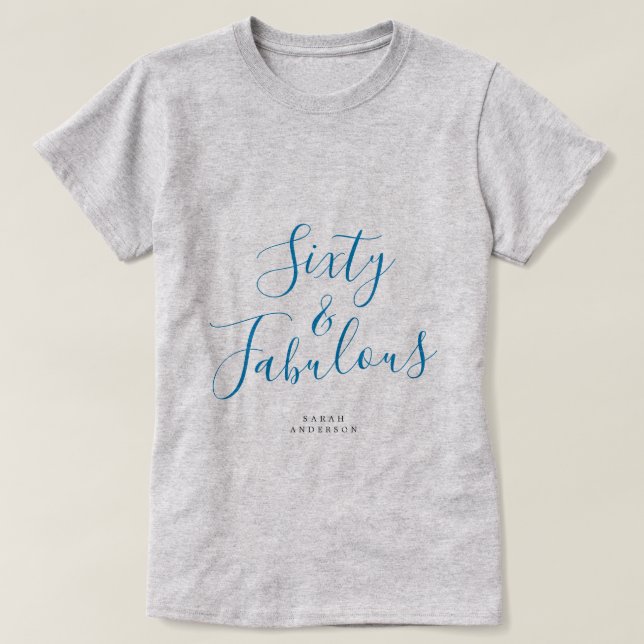 T-shirt 60 Fabuleux Blue Custom Name 60th Birthday Gift (Design devant)