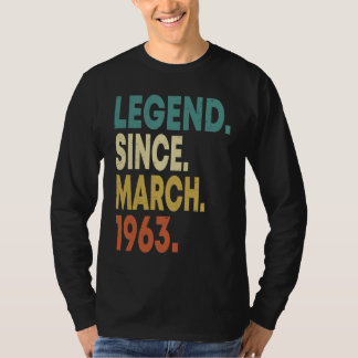 T-shirt 60 Years Old Men Women Legend Since March 1963 60t