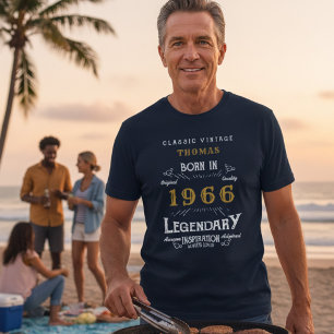 T-shirt 60e anniversaire Ajoutez votre nom Né 1966 Légenda