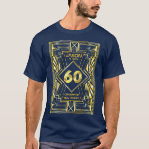 T-shirt 60e anniversaire Art Déco Gold Blue Gatsby