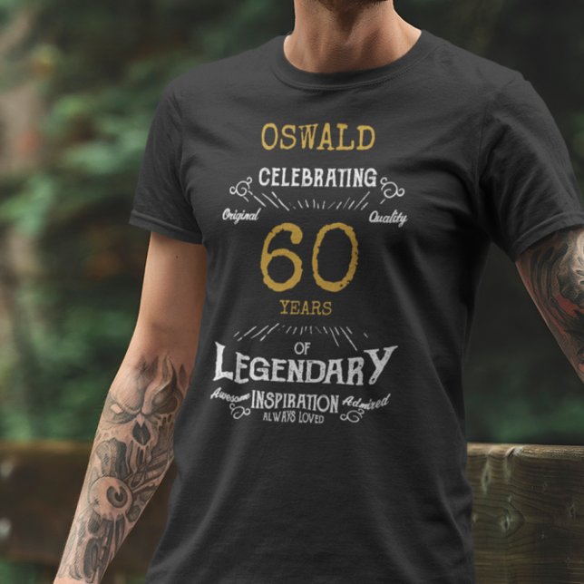 T-shirt 60e anniversaire Black White Gold Mens (Créateur téléchargé)