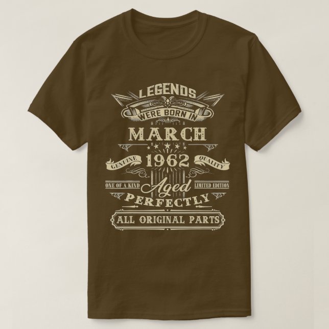 T-shirt 60e Anniversaire Cadeau Pour Légendes Né Mars 1962 (Design devant)