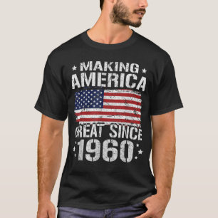 T-shirt 60e anniversaire cadeaux USA American Flag 1960 60