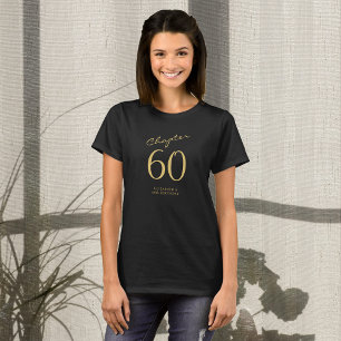 T-shirt 60e Anniversaire de fête Gold Script noir