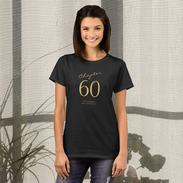 T-shirt 60e Anniversaire de fête Gold Script noir (Créateur téléchargé)