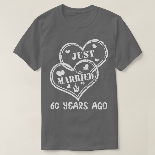 T-shirt 60e anniversaire de Mariage Couple juste marié 60  (Design devant)