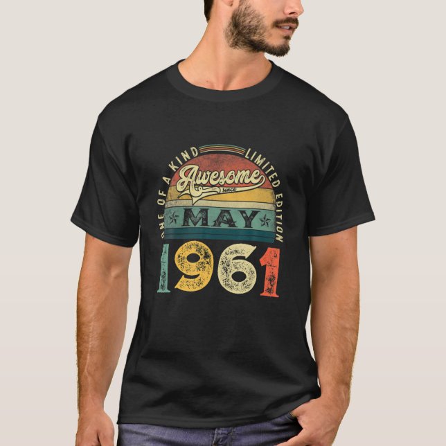 T-shirt 60E Anniversaire Décorations Mai 1961 Hommes Femme (Devant)