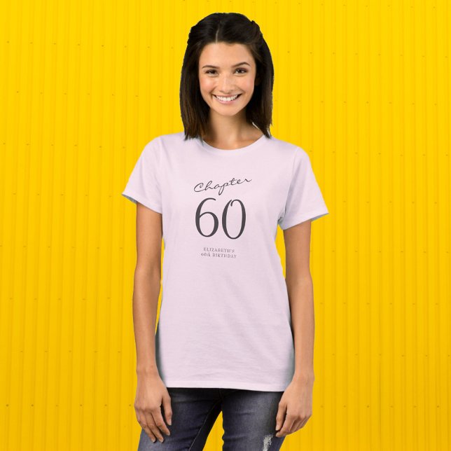 T-shirt 60e anniversaire fête Gris Script rose (Créateur téléchargé)