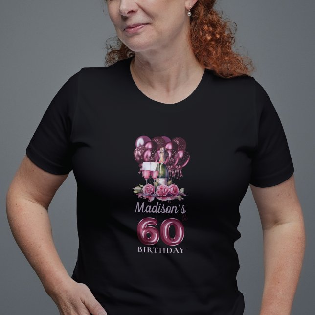 T-shirt 60e anniversaire personnalisé Vin de luxe et ballo (Créateur téléchargé)