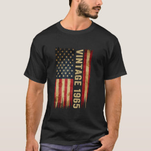 T-shirt 60e anniversaire Vintage Né en 1965 drapeau améric