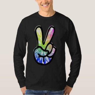 T-shirt 60s 70s Tie Dye Peace Hand Sign Hippie