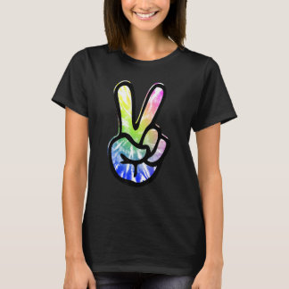 T-shirt 60s 70s Tie Dye Peace Hand Sign Hippie