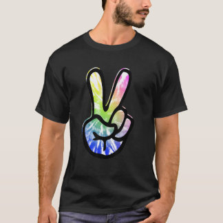 T-shirt 60s 70s Tie Dye Peace Hand Sign   Hippie 1