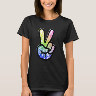 T-shirt 60s 70s Tie Dye Peace Hand Sign   Hippie 1